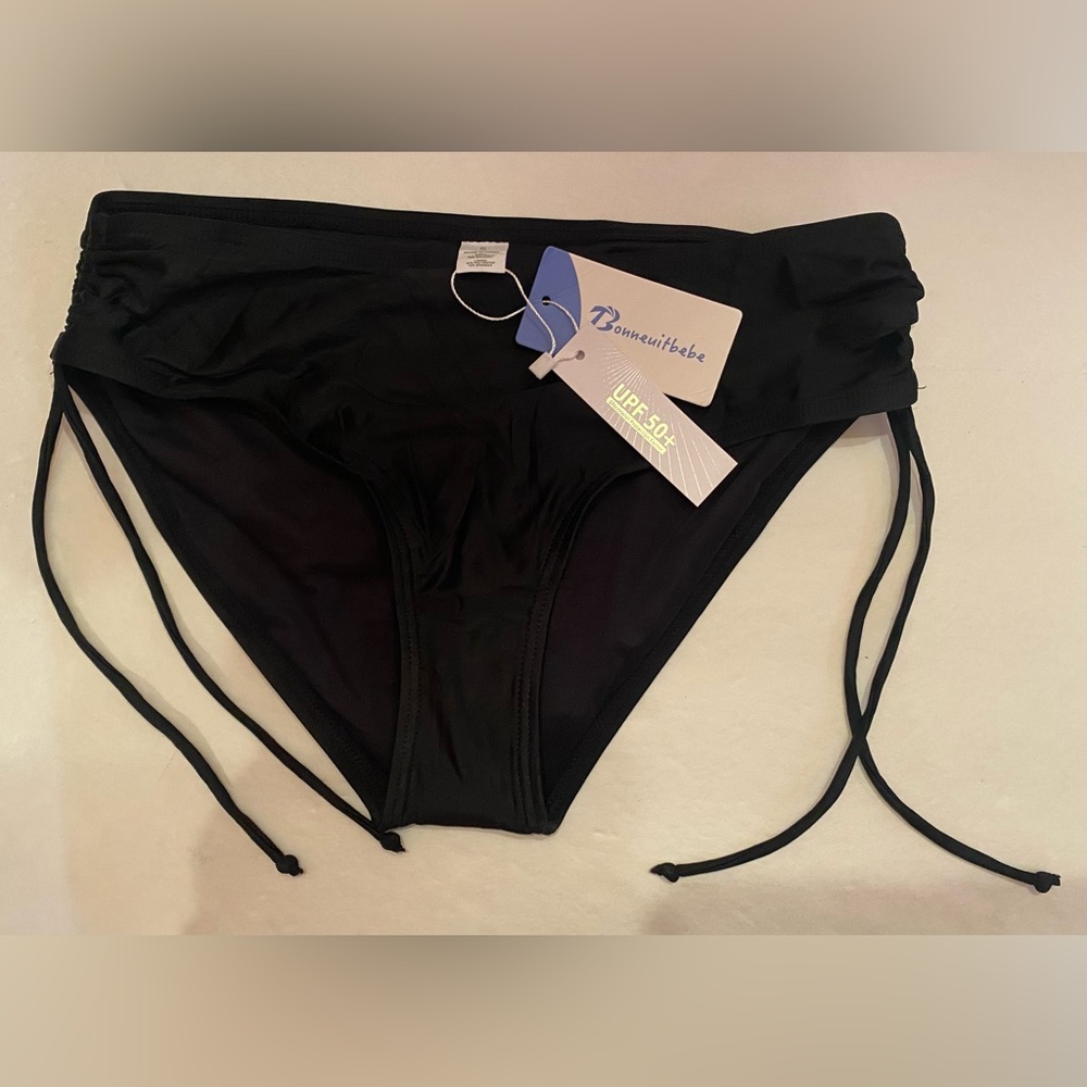 Bonneuitbebe Black Bikini Swim Bottom UPF 50+ Size Small‎ NWT